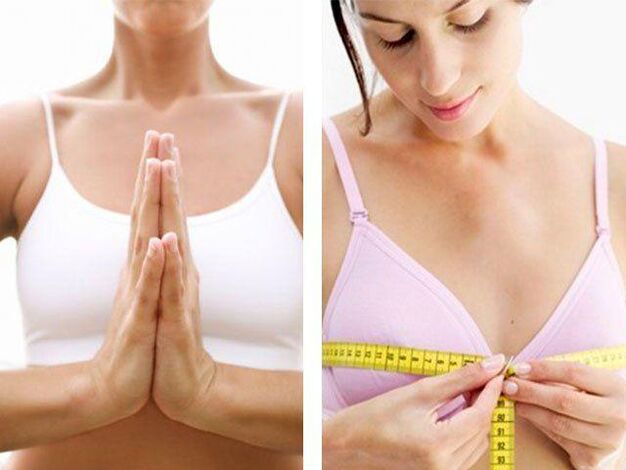 Una ragazza misura il volume del seno dopo aver fatto l'esercizio.